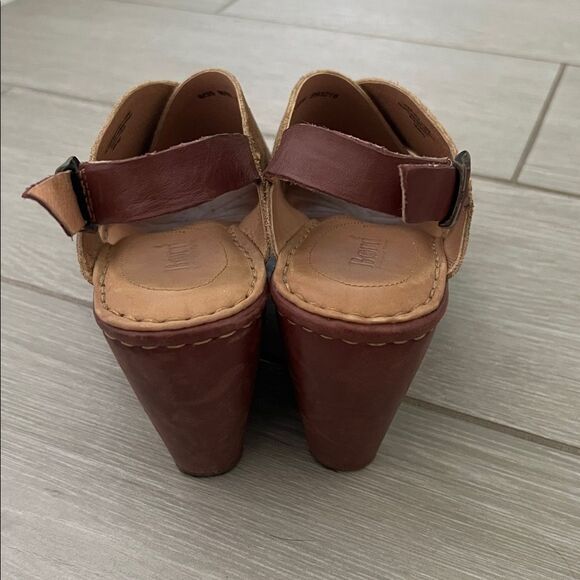Born Emmy Wedge Sandals Women's Brown Leather Comfort Cross Strap Platform Sz 8 - Picture 3 of 7